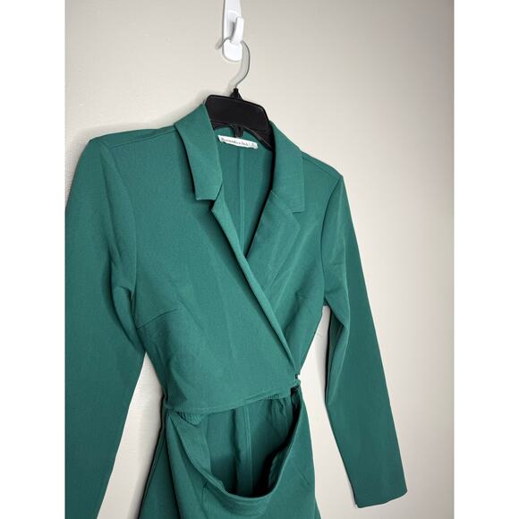 Abercrombie & Fitch Green Long Sleeve Blazer Mini Dress – Cutout Waist, Sz Small - Picture 2 of 6